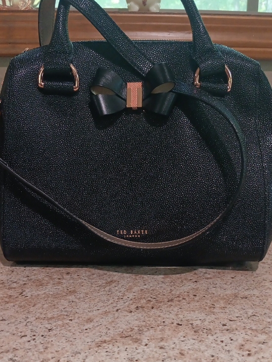 Ted Baker Handbags - Ted Baker Black Satchel with Bow and Rose-Gold Accent